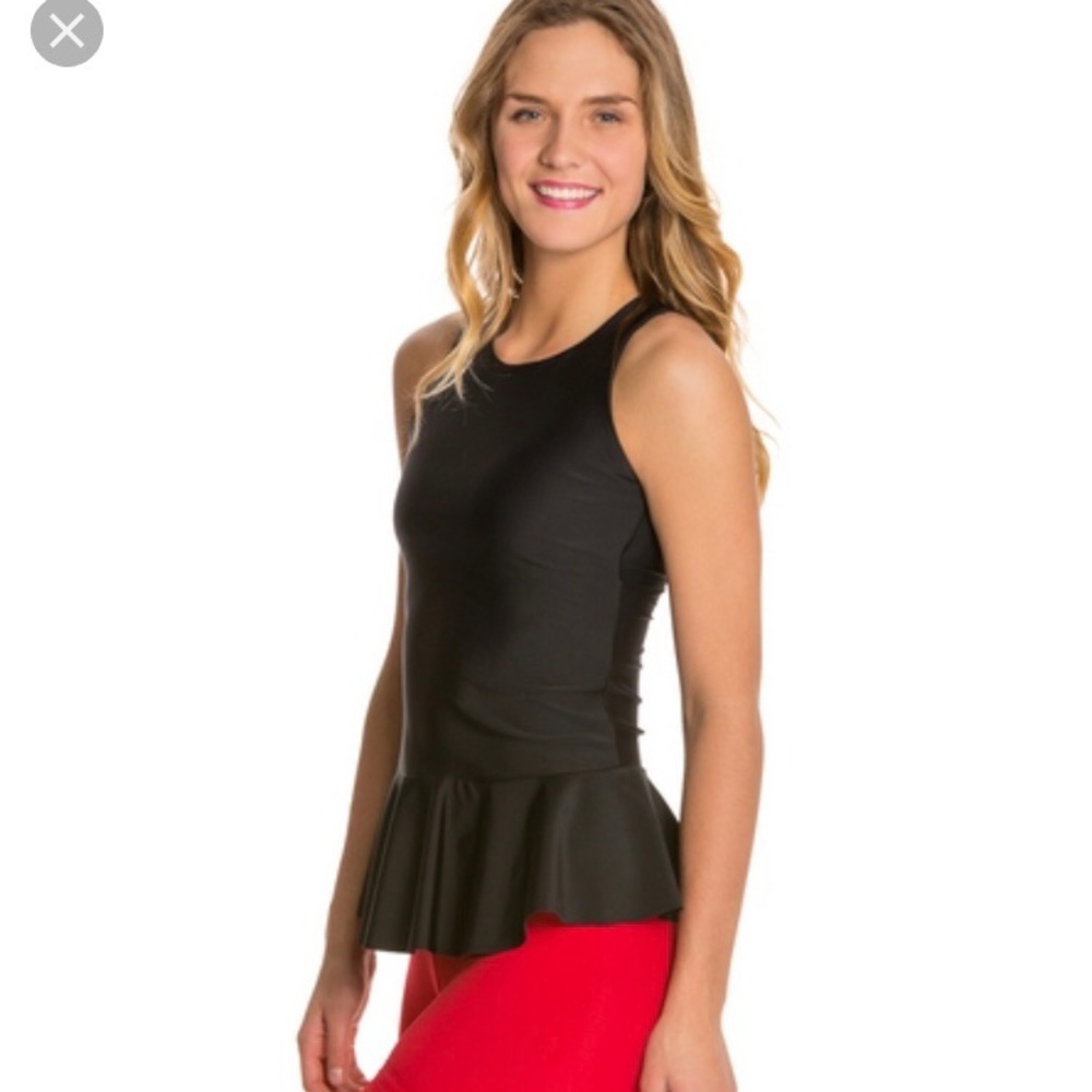NWT KADYLUXE Black Peplum Athletic Tank S - Picture 2 of 8